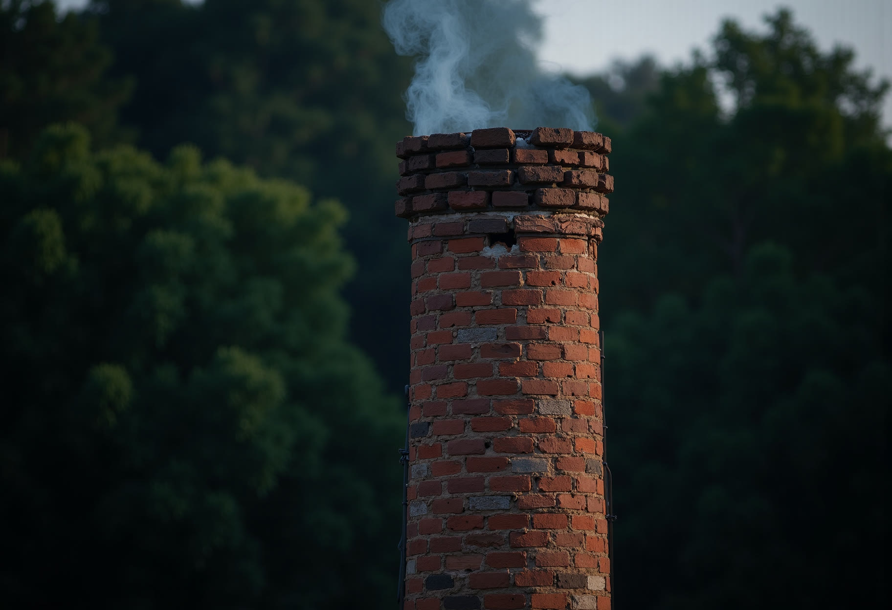 Repointed brick, top three courses
